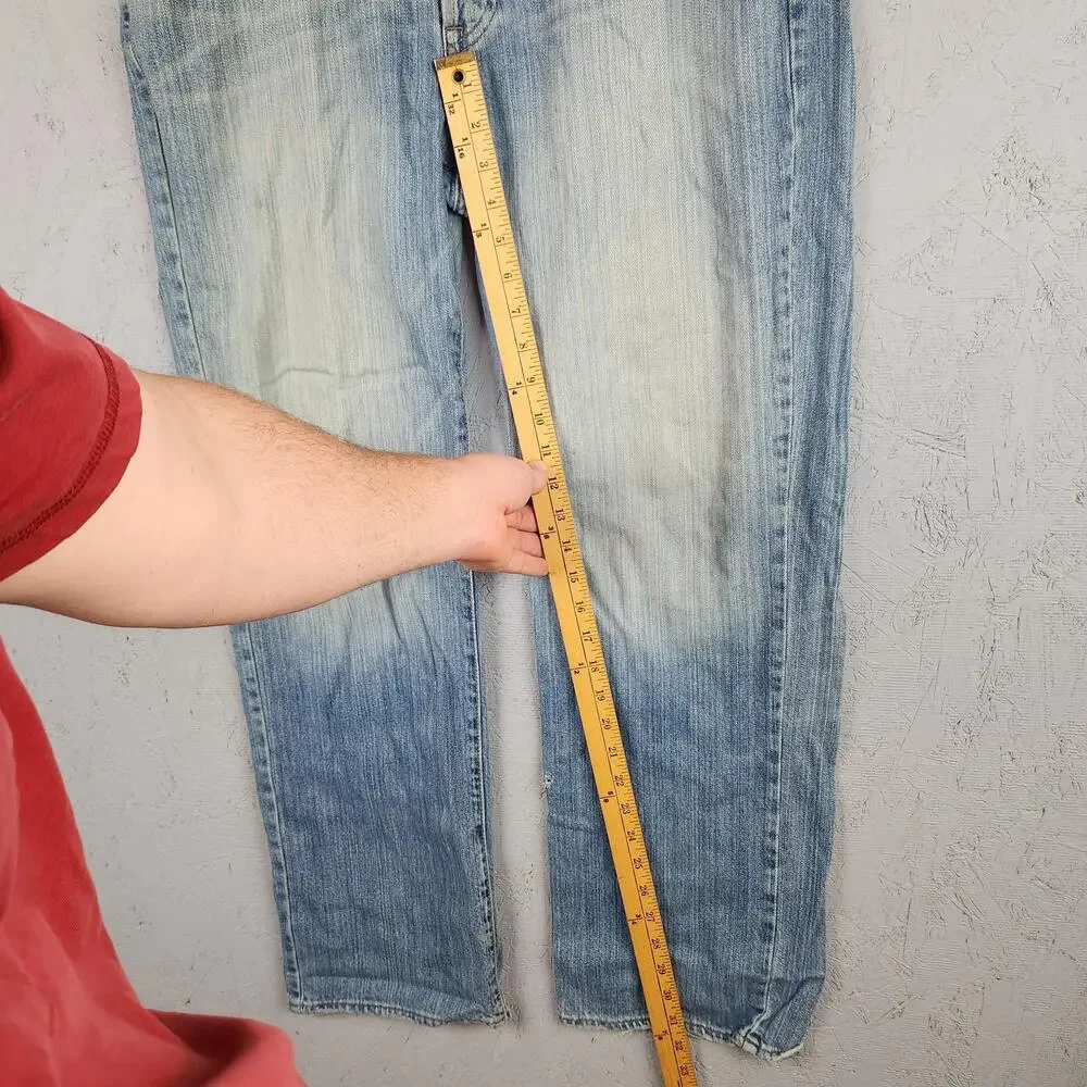 Vintage American Eagle Jeans Mens 34x30 Light Wash Blue Straight Leg Button Fly